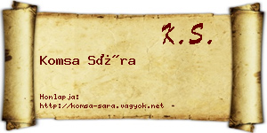Komsa Sára névjegykártya